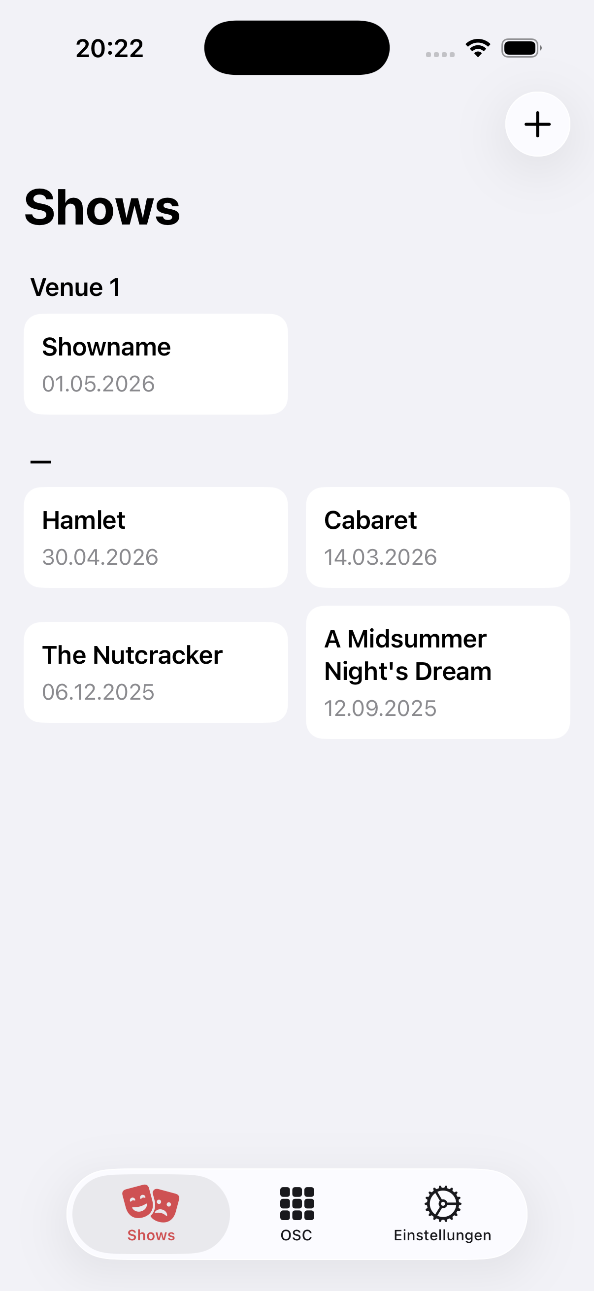 Shows-Übersicht